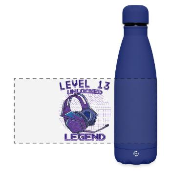 Level 13 Unlocked Legende - Matte Panorama Isolierflasche 500 ml - Dunkelblau  - Vorne