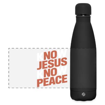 Connais Jésus, connais la paix - Gourde isotherme panoramique mate 500 ml - noir - Devant