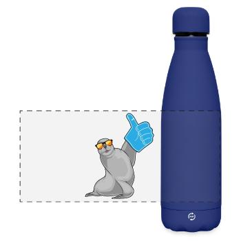 Scellez le pouce en l’air - Gourde isotherme panoramique mate 500 ml - bleu foncé  - Devant