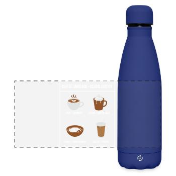 Édition mondiale de Coffee Language - Gourde isotherme panoramique mate 500 ml - bleu foncé  - Devant
