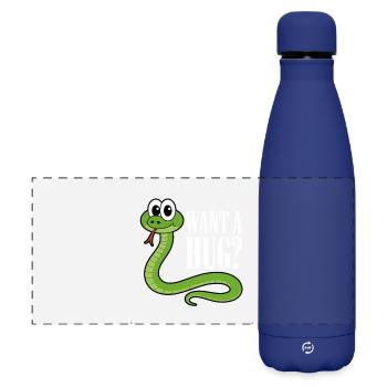 Willst du eine Umarmung? Niedlicher Schlangen-Cartoon - Matte Panorama Isolierflasche 500 ml - Dunkelblau  - Vorne
