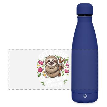 Get a Grip: Occupational Therapy Sloth - Matte Panoramic Thermal Bottle 500 ml - dark blue  - Front