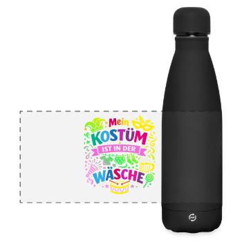 Shrovetide - Carnival - Costume Replacement - Saying - Matte Panoramic Thermal Bottle 500 ml - black - Front