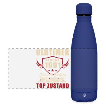 Cadeau pour le 35e anniversaire Voiture Classique janvier 1991 - Gourde isotherme panoramique mate 500 ml - bleu foncé  - Devant