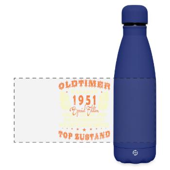Baujahr 1951 Oldtimer Geburtstag Spruch 75 Jahre - Matte Panorama Isolierflasche 500 ml - Dunkelblau  - Vorne