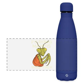 Mantide im Gebet – Flüsterer - Matte Panorama Isolierflasche 500 ml - Dunkelblau  - Vorne