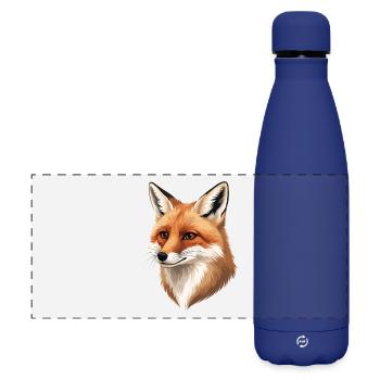 Fuchs Kopf Illustration: Warme Naturtöne - Matte Panorama Isolierflasche 500 ml - Dunkelblau  - Vorne