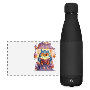 Lire sur la chouette au marché des gâteaux - Gourde isotherme panoramique mate 500 ml - noir - Devant