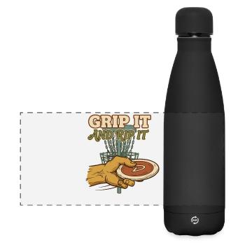 Pack es und reiß es Disc Golf Disc Golfer fliegt - Matte Panorama Isolierflasche 500 ml - Schwarz - Vorne