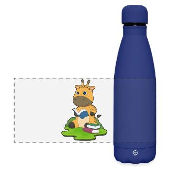 Giraffe Nerd Book - Matte Panoramic Thermal Bottle 500 ml - dark blue  - Front