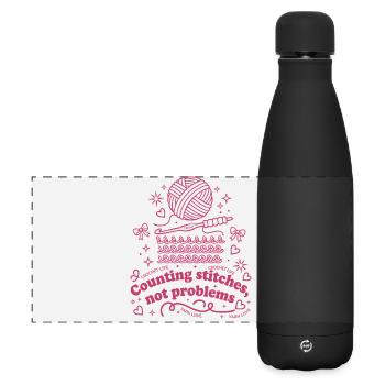 Compter les mailles, pas de problèmes, fil de vie au crochet - Gourde isotherme panoramique mate 500 ml - noir - Devant