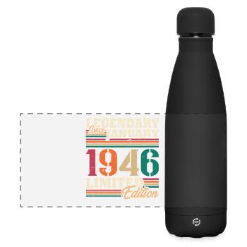 Vintage 1946 januari retro verjaardagscadeau - Matte panoramische thermosfles 500 ml - zwart - Voor