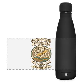 Compter les mailles, pas les problèmes, la vie au crochet drôle - Gourde isotherme panoramique mate 500 ml - noir - Devant