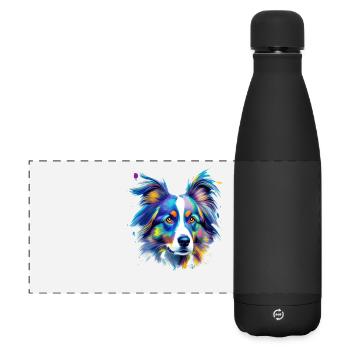 Australian Shepherd Aussie Buntes Hundeporträt - Matte Panorama Isolierflasche 500 ml - Schwarz - Vorne
