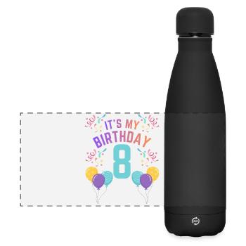 C’est mon anniversaire enfants Anniversaire 8 ans fille - Gourde isotherme panoramique mate 500 ml - noir - Devant