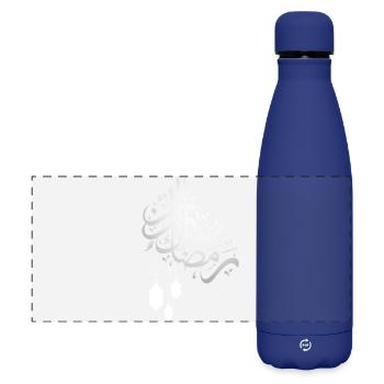 Ramadan_Mubarak - Matte Panoramic Thermal Bottle 500 ml - dark blue  - Front