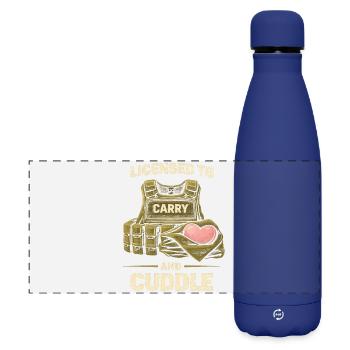 Female Soldier Licensed To Carry And Cuddle - Matte Panoramic Thermal Bottle 500 ml - dark blue  - Front