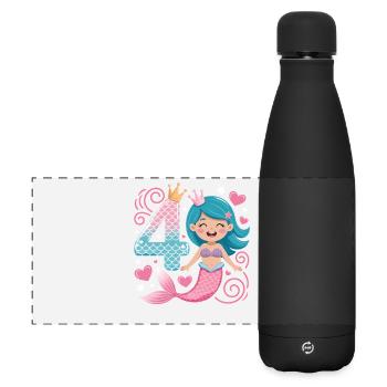 4e anniversaire de la sirène 4 ans - Gourde isotherme panoramique mate 500 ml - noir - Devant