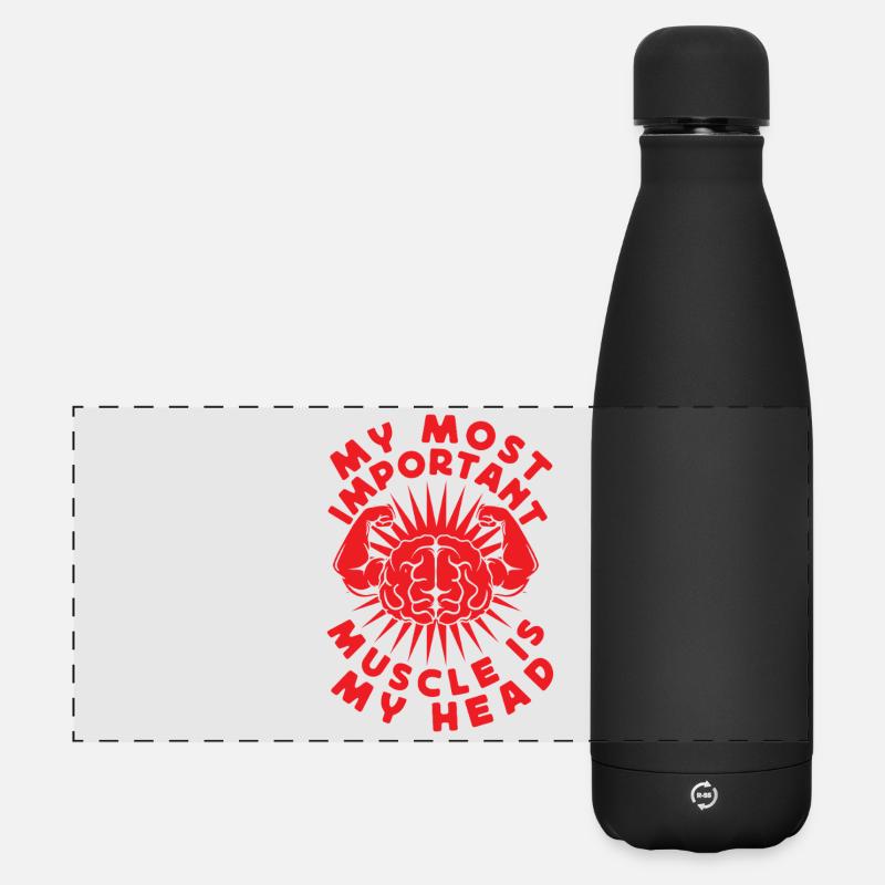 Fitness Motivation Bodybuilder Important Muscle - Matte Panorama Isolierflasche 500 ml - Schwarz
