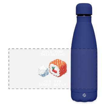 Initiative würfeln | Sushi Roll Wortwitz - Matte Panorama Isolierflasche 500 ml - Dunkelblau  - Vorne