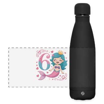 Meerjungfrau 6. Geburtstag 6 Jahre - Matte Panorama Isolierflasche 500 ml - Schwarz - Vorne
