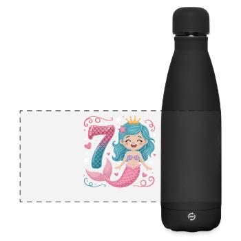 Meerjungfrau 7. Geburtstag 7 Jahre - Matte Panorama Isolierflasche 500 ml - Schwarz - Vorne