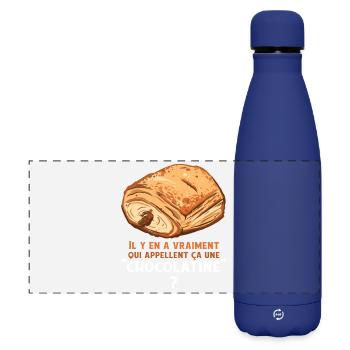 Humor Chocolatine Pain au Chocolat Frühstück - Matte Panorama Isolierflasche 500 ml - Dunkelblau  - Vorne