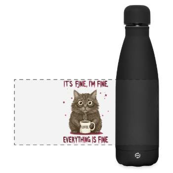 Its Fine Im Fine Coffee Cat Humor - Matte Panoramic Thermal Bottle 500 ml - black - Front