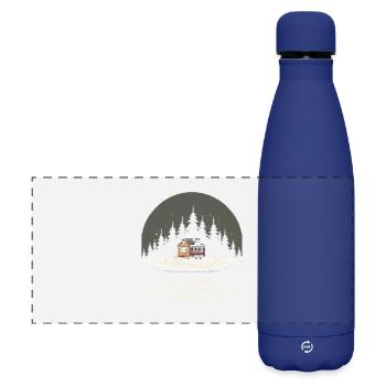 Smaller dimension glitched | Micro house - Matte Panoramic Thermal Bottle 500 ml - dark blue  - Front