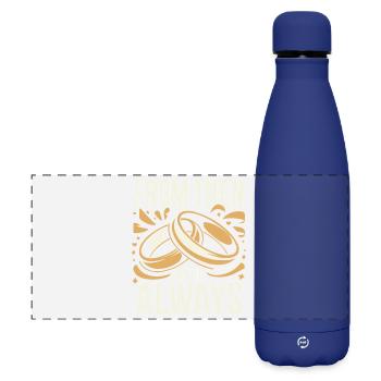 Couple marié anniversaire 2026 Mari Femme - Gourde isotherme panoramique mate 500 ml - bleu foncé  - Devant