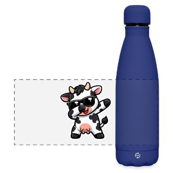 Kuh, Dabbing, Kalb, Nutztier, Süße Kuh - Matte Panorama Isolierflasche 500 ml - Dunkelblau  - Vorne
