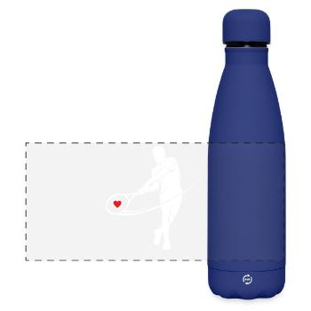 Tennis Silhouette Herz im Schläger Motiv - Matte Panorama Isolierflasche 500 ml - Dunkelblau  - Vorne