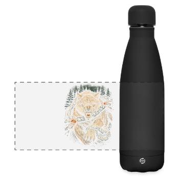 Scandinavian Viking Wolf - Matte Panoramic Thermal Bottle 500 ml - black - Front