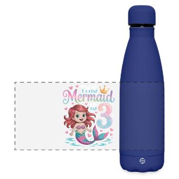 Meerjungfrau 3. Geburtstag 3 Jahre - Matte Panorama Isolierflasche 500 ml - Dunkelblau  - Vorne