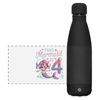 Meerjungfrau 4. Geburtstag 4 Jahre - Matte Panorama Isolierflasche 500 ml - Schwarz - Vorne