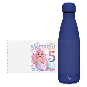 Mermaid 5th Birthday 5 Years - Matte Panoramic Thermal Bottle 500 ml - dark blue  - Front