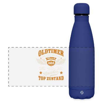 Millésime mars 1966 - Anniversaire - Cadeau - Gourde isotherme panoramique mate 500 ml - bleu foncé  - Devant