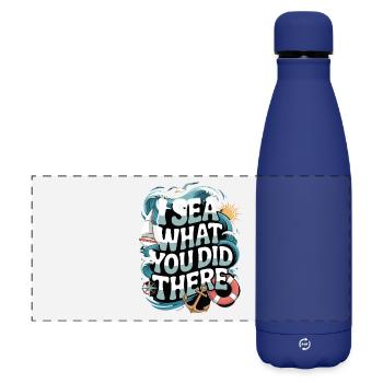 Je vois ce que tu as fait, humour maritime - Gourde isotherme panoramique mate 500 ml - bleu foncé  - Devant
