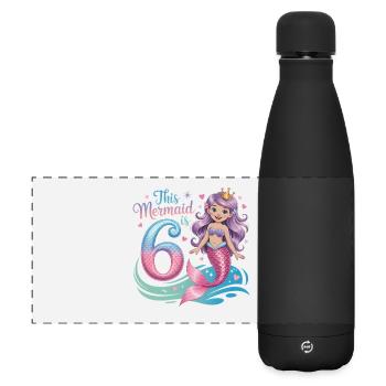Meerjungfrau 6. Geburtstag 6 Jahre - Matte Panorama Isolierflasche 500 ml - Schwarz - Vorne
