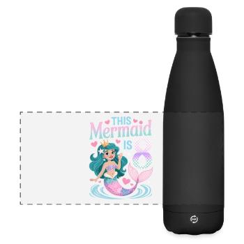 Meerjungfrau 8. Geburtstag 8 Jahre - Matte Panorama Isolierflasche 500 ml - Schwarz - Vorne
