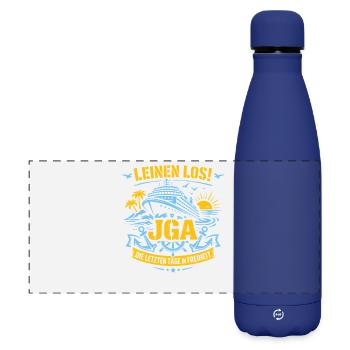 Leinen Los! JGA auf hoher See - Matte Panorama Isolierflasche 500 ml - Dunkelblau  - Vorne