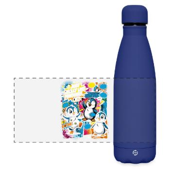 Collage de bandes dessinées Penguin Pop Art - Gourde isotherme panoramique mate 500 ml - bleu foncé  - Devant