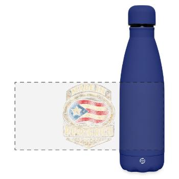 Fabriqué à Porto Rico Boricua - Gourde isotherme panoramique mate 500 ml - bleu foncé  - Devant