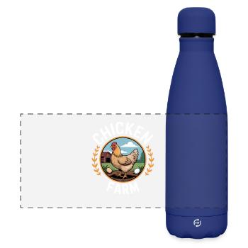 Chicken Farm Hühnerhalter Huhn - Matte Panorama Isolierflasche 500 ml - Dunkelblau  - Vorne