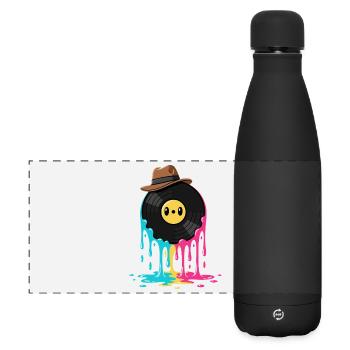Disque vinyle Vinyle rétro - Gourde isotherme panoramique mate 500 ml - noir - Devant