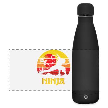 Sunset Ninja Silhouette - Matte Panorama Isolierflasche 500 ml - Schwarz - Vorne
