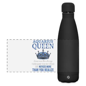 Aquarius Queen Sternzeichen Wassermann - Matte Panorama Isolierflasche 500 ml - Schwarz - Vorne