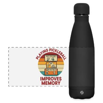 Pickleball Funny Player Playing Improves Memory - Matte Panoramic Thermal Bottle 500 ml - black - Front