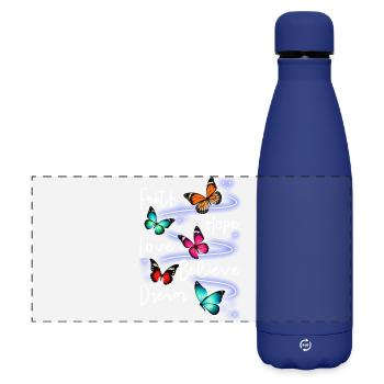 Jardin inspirant des papillons monarques - Gourde isotherme panoramique mate 500 ml - bleu foncé  - Devant