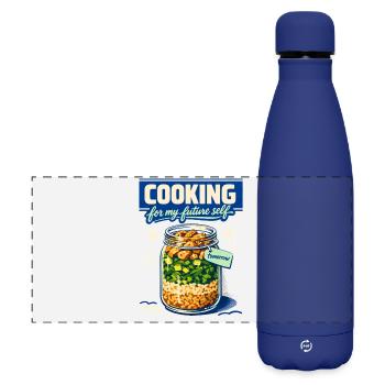Kochen fürs Morgen | Meal Prep Küche - Matte Panorama Isolierflasche 500 ml - Dunkelblau  - Vorne